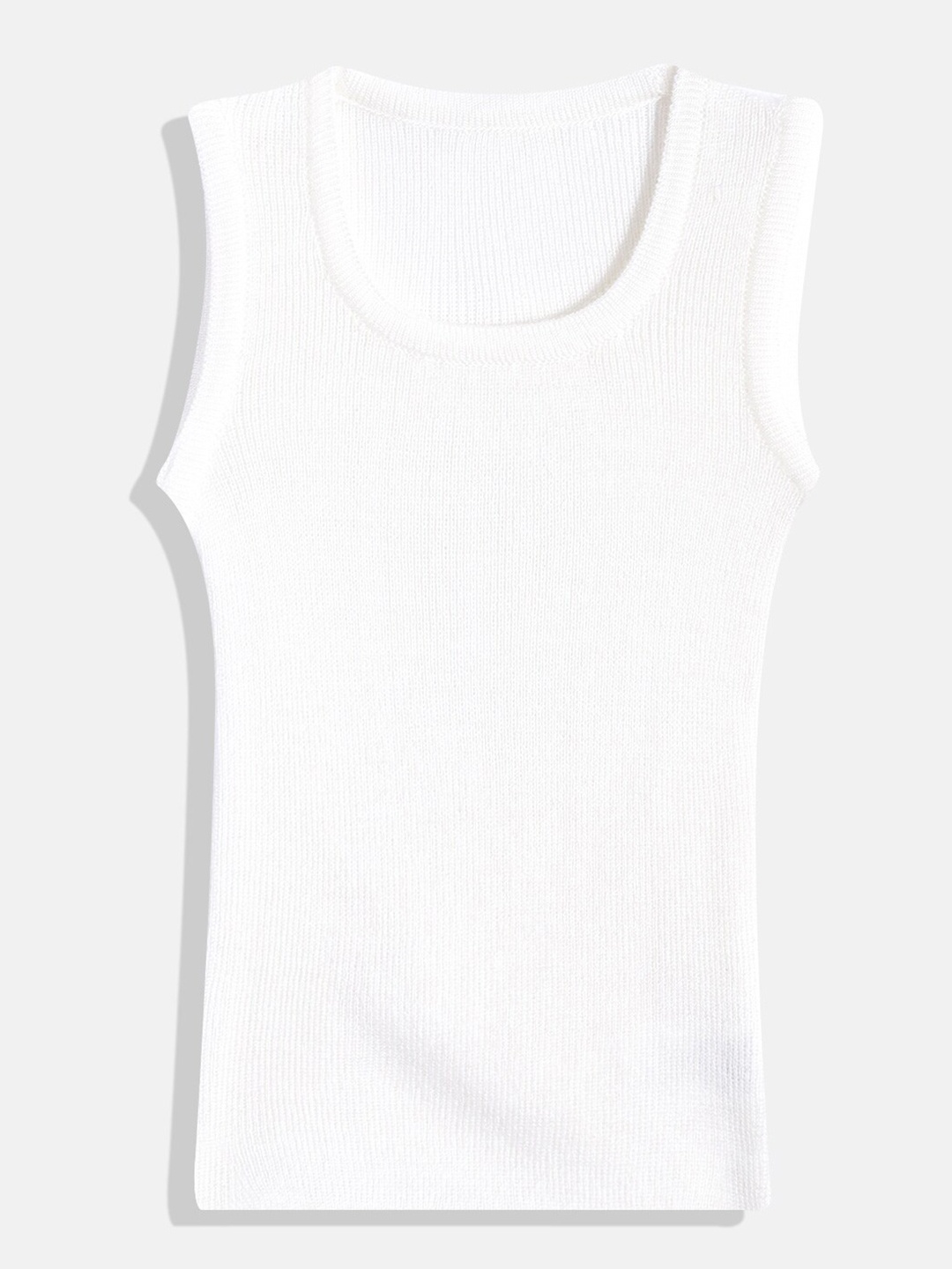 

RVK Kids Round Neck Acrylic Sweater Vest, White