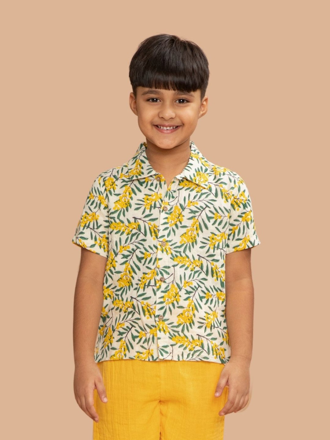 

Greendeer Kids Floral Printed Smart Cotton Casual Shirt, White