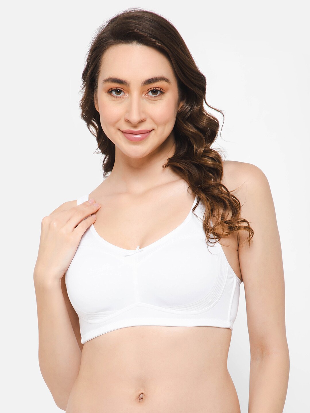 

Clovia Non-Padded Full Coverage All Day Comfort Seamless Cotton Everyday Bra, White