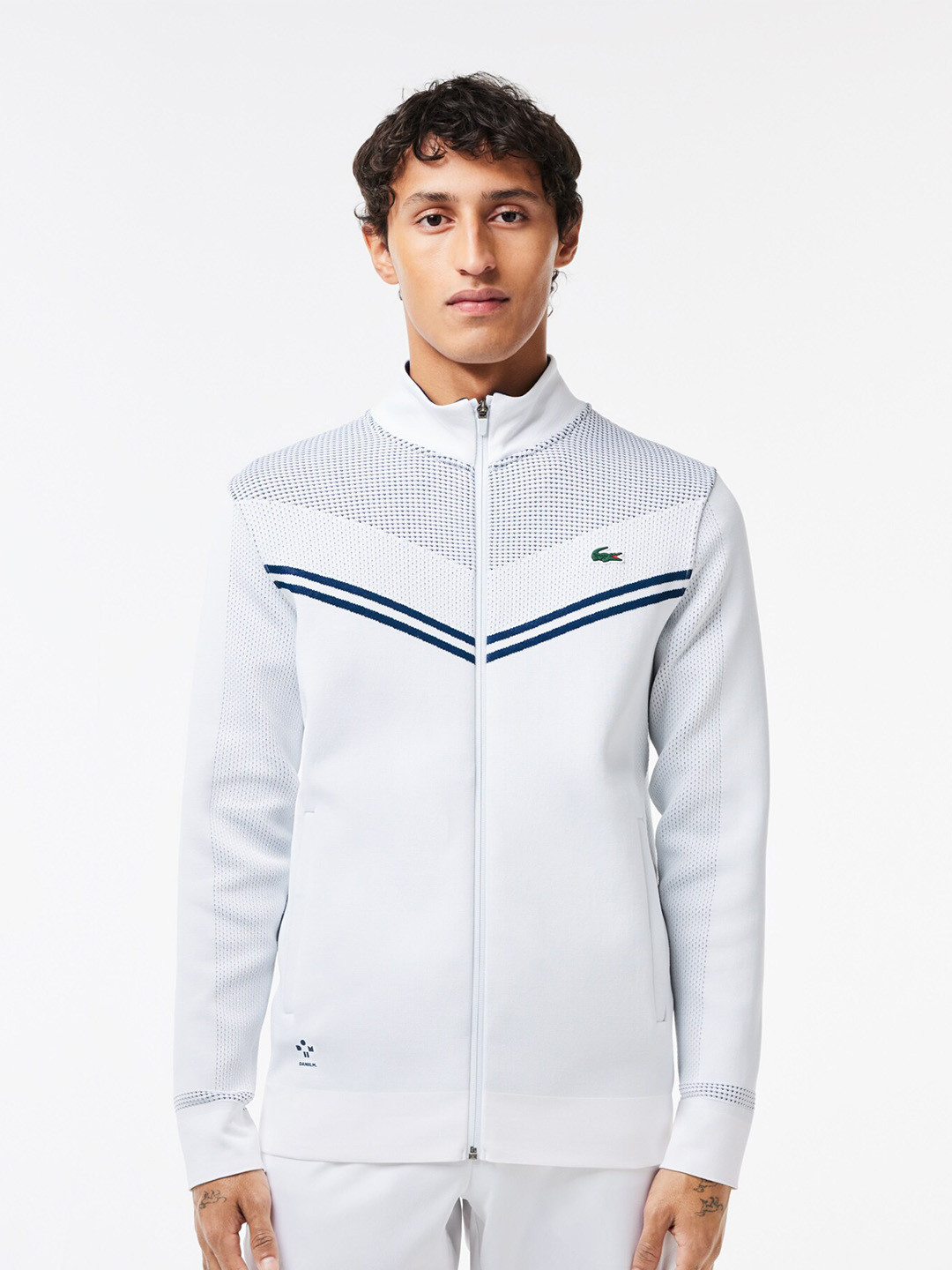 

Lacoste Self Design Stand Collar Sporty Jacket, White
