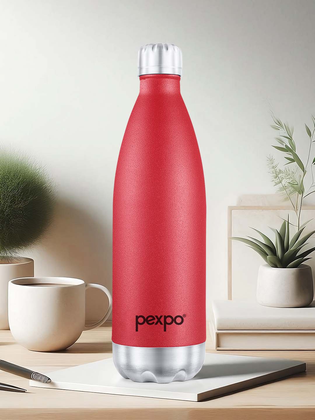 

Pexpo Electro Red ISI Certified Thermosteel 24Hrs Hot & Cold Red Insulated Water Bottle 1L