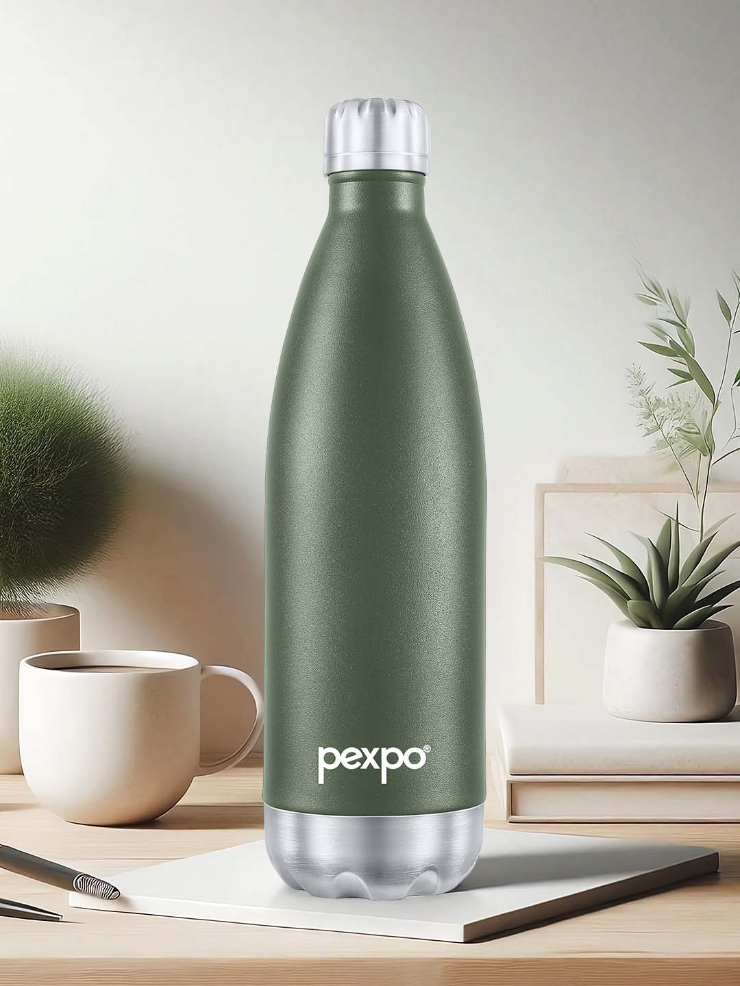 

Pexpo ELECTRO ISI Certified Thermosteel 1L 24 Hrs Hot & Cold Green Water Bottle