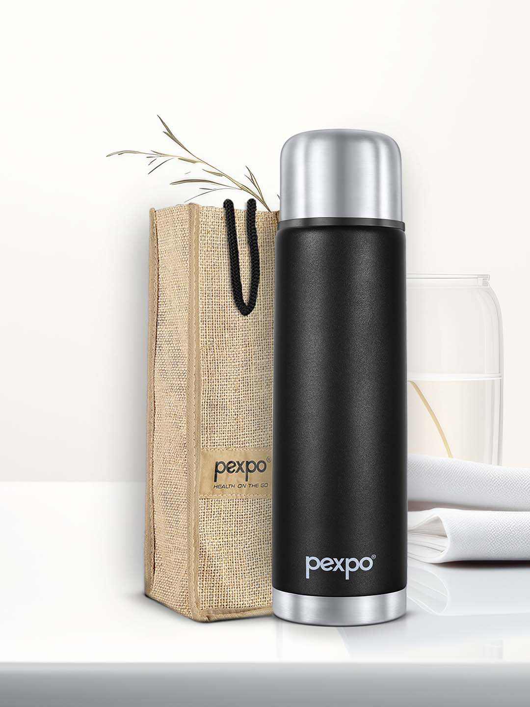 

Pexpo FLAMINGO ISI Certified Thermosteel 750ml Hot & Cold Black Insulated Bottle