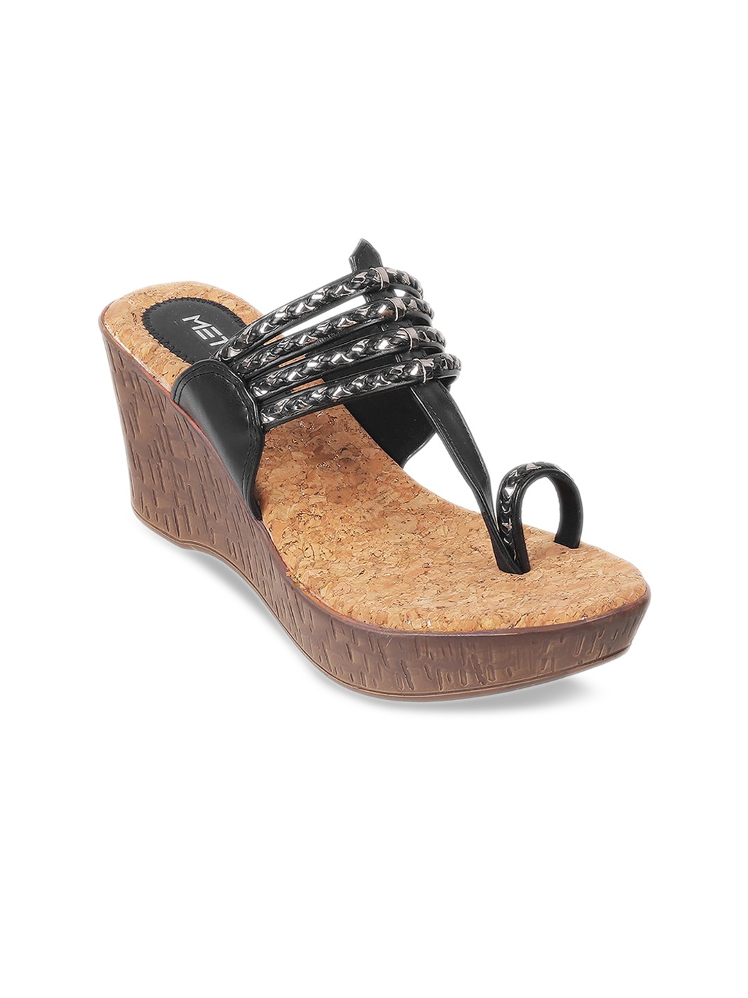 

Metro Braided One Toe Wedges, Black