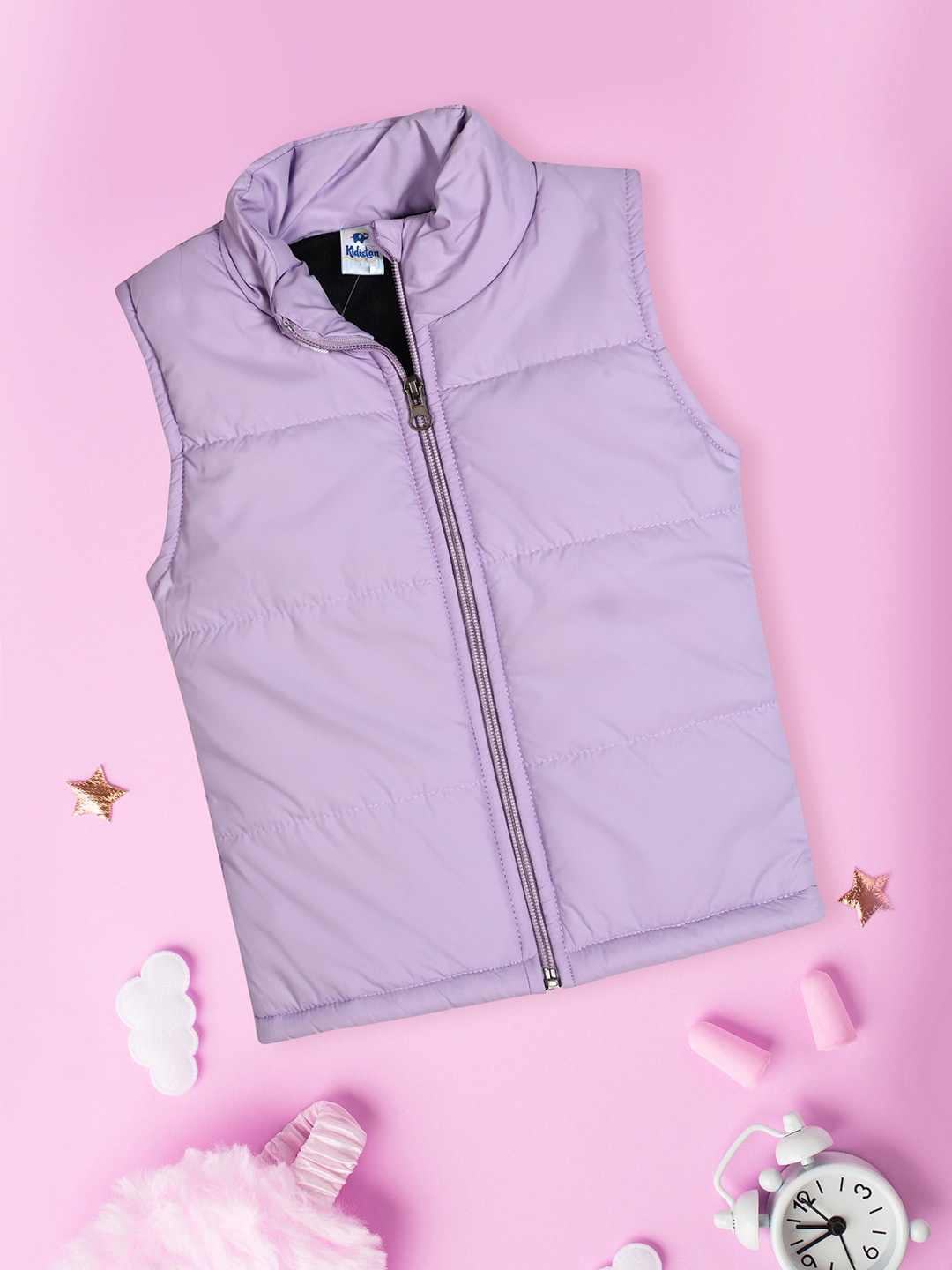 

V-Mart Infant Mock Collar Sleeveless Acrylic Lightweight Padded Jacket, Purple
