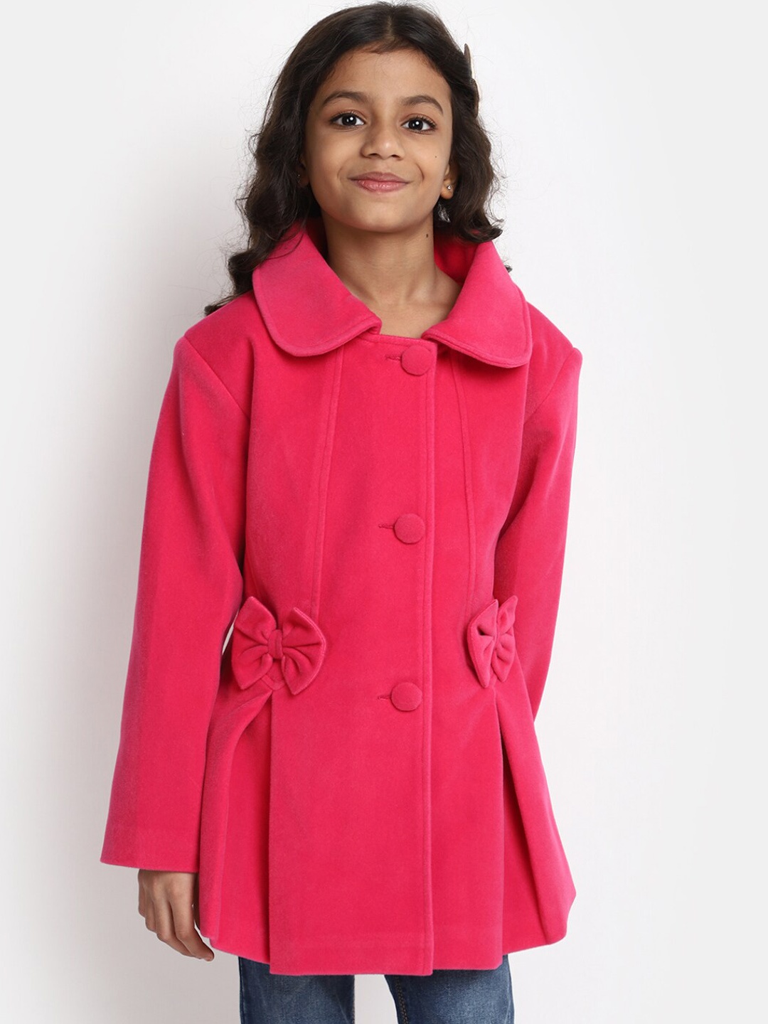 

V-Mart Girls Acrylic Lightweight Longline Tailored Jacket, Peach