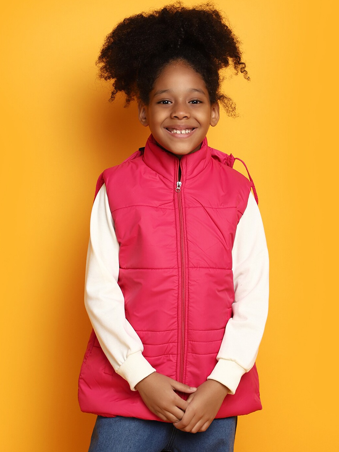 

V-Mart Girls Hooded Acrylic Lightweight Padded Jacket, Fuchsia