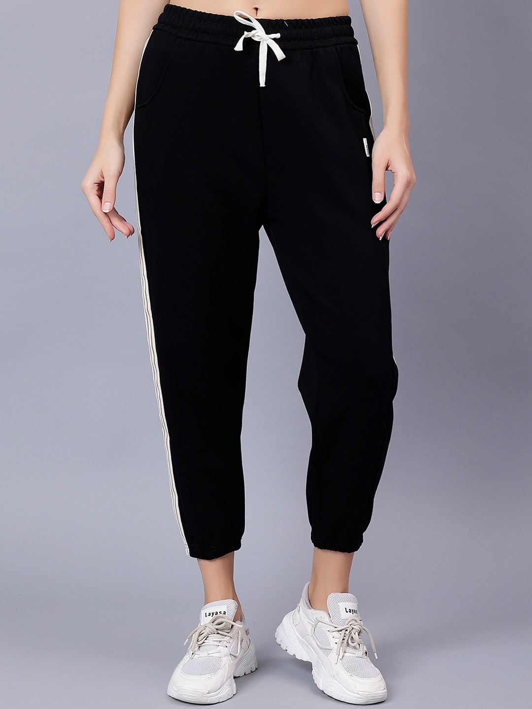 

Steele Women Mid-Rise Cotton Regular Joggers, Black