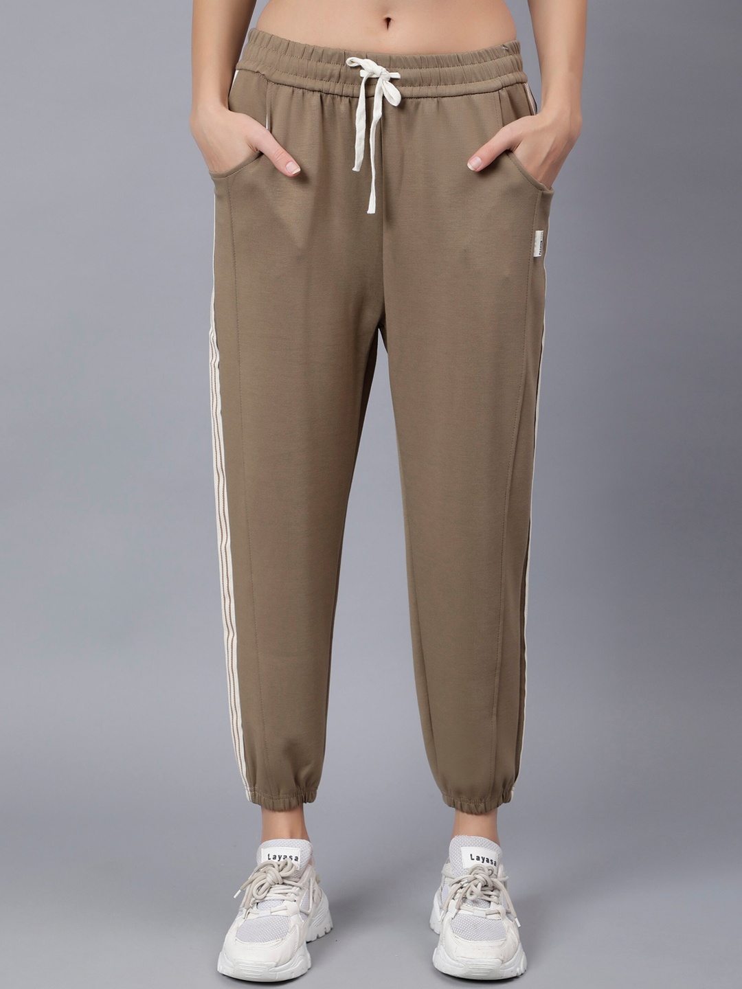 

Steele Women Mid Rise Pure Cotton Joggers, Olive