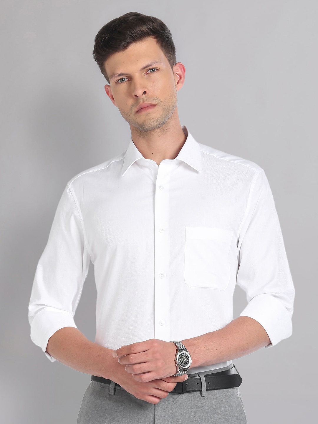 

AD By Arvind Classic Opaque Pure Cotton Formal Shirt, White