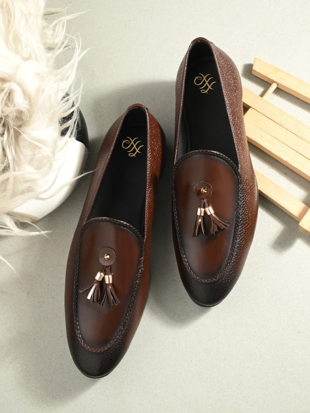 

House of Pataudi Men Formal Tassel Loafers, Brown