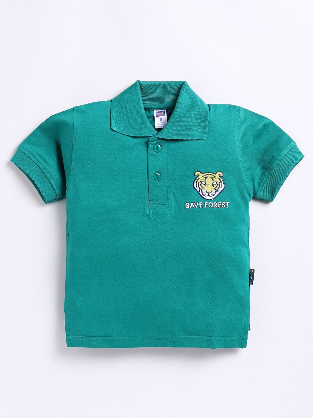 

Nottie Planet Boys Applique Polo Collar T-shirt, Green