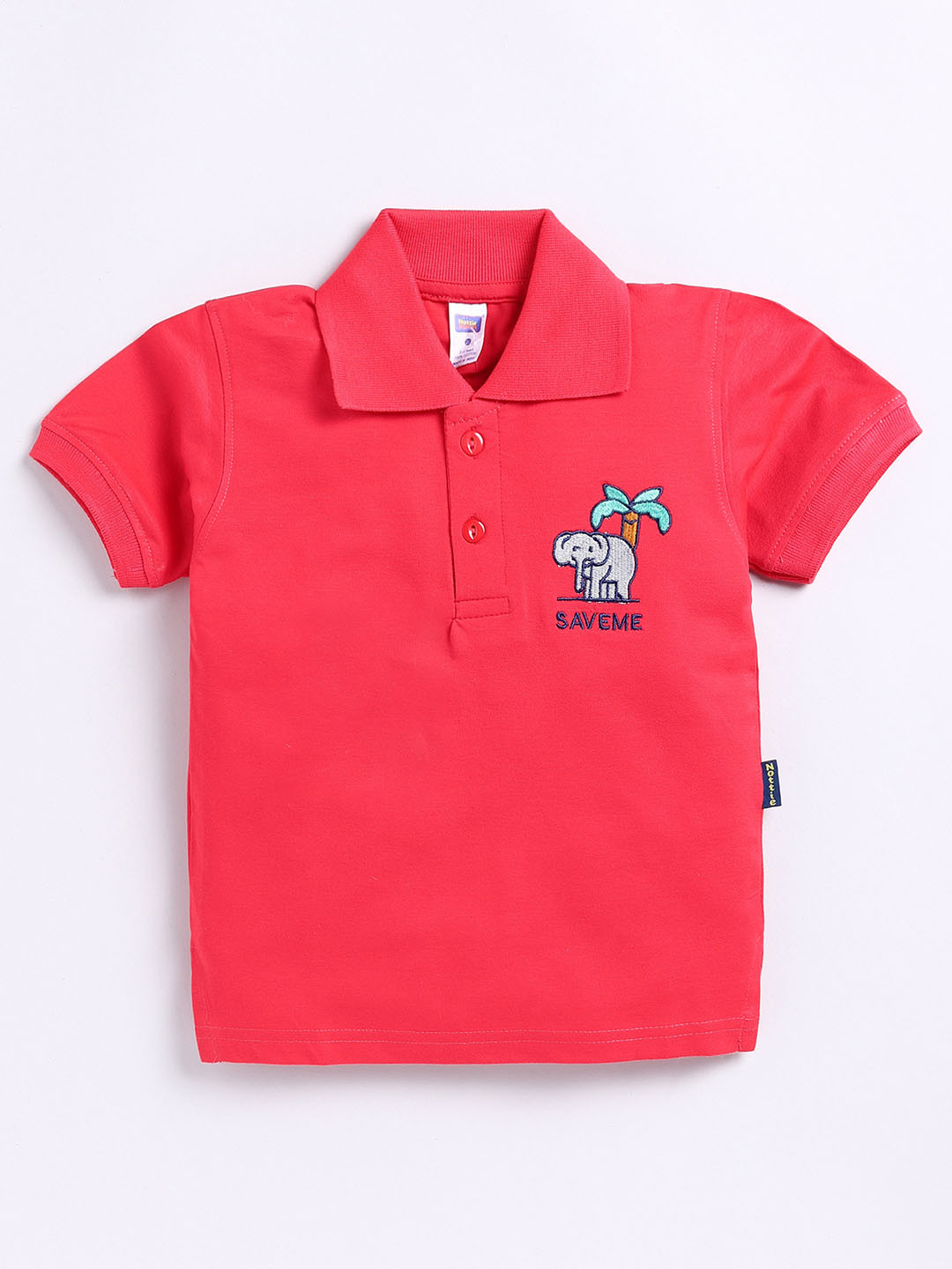 

Nottie Planet Boys Graphic Embroidered Detail Polo Collar T-shirt, Red