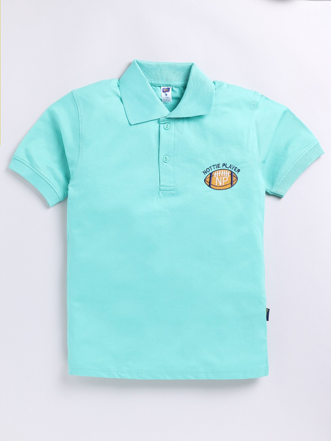 

Nottie Planet Boys Graphic Embroidered Detail Polo Collar T-shirt, Sea green