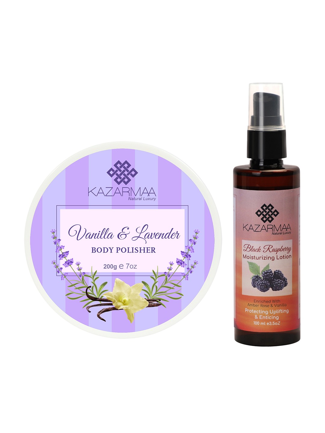 

KAZARMAA Cleansing Body Kit - Body Polisher 200g & Moisturizing Lotion 100ml, Purple