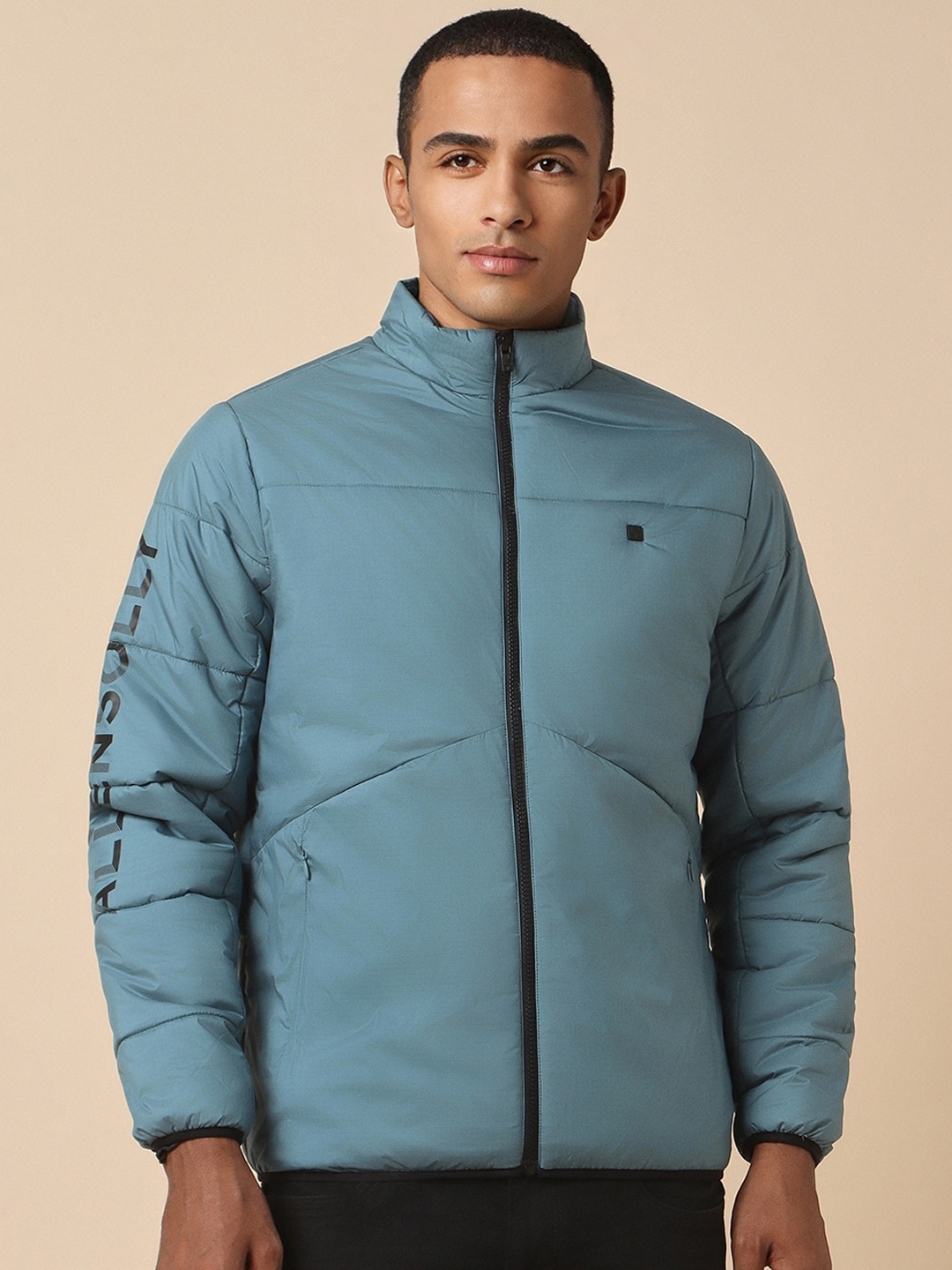 

Allen Solly Mock Collar Long Sleeves Pure Cotton Bomber Jacket, Blue