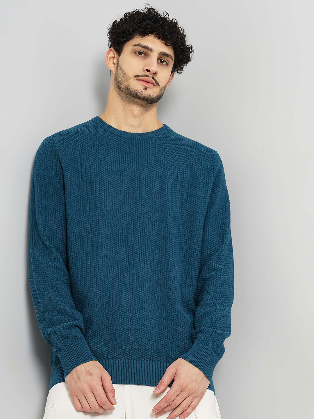 

Celio Long Sleeves Cotton Pullover, Teal