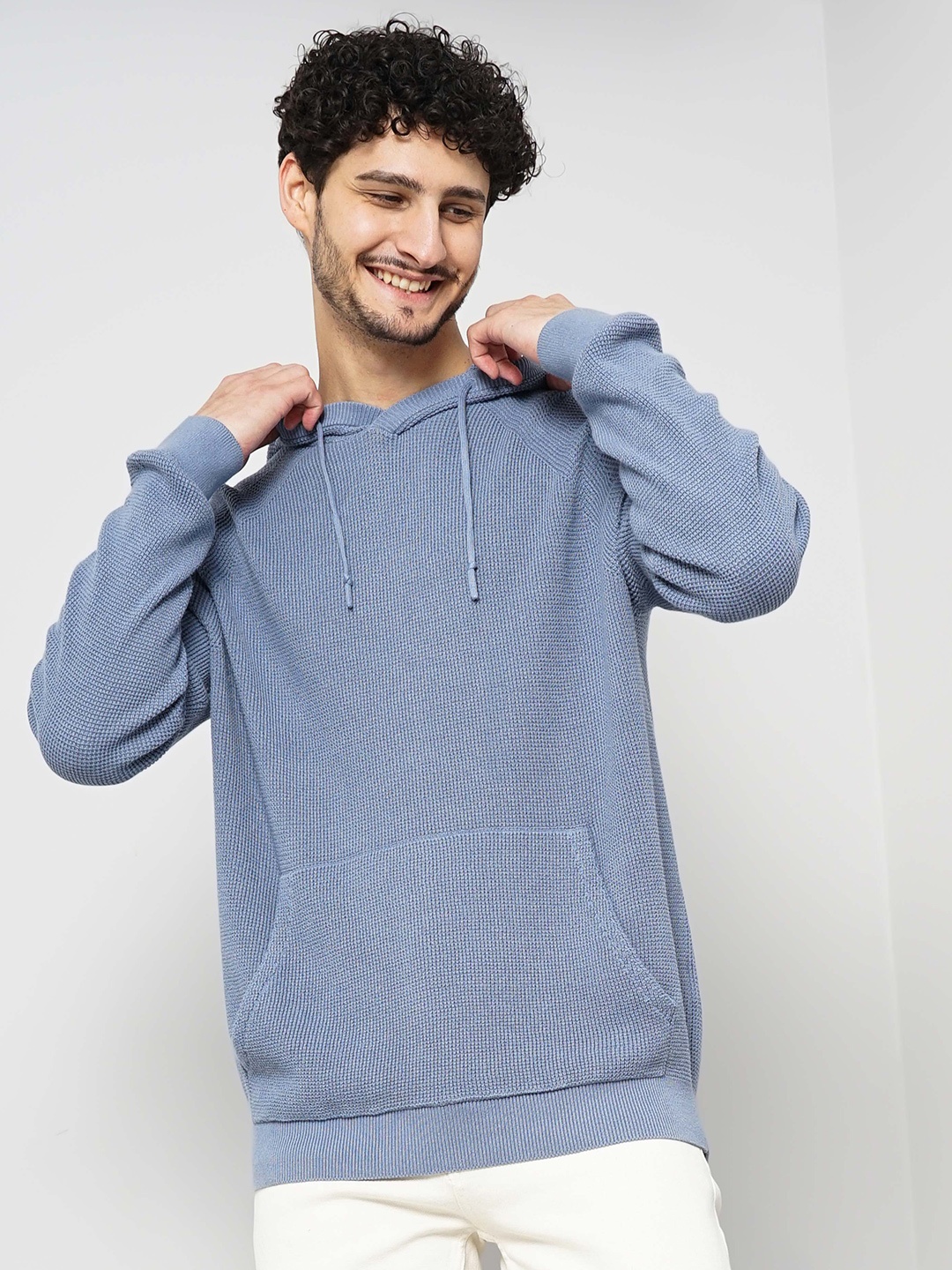 

Celio Hooded Long Sleeves Cotton Pullover, Blue