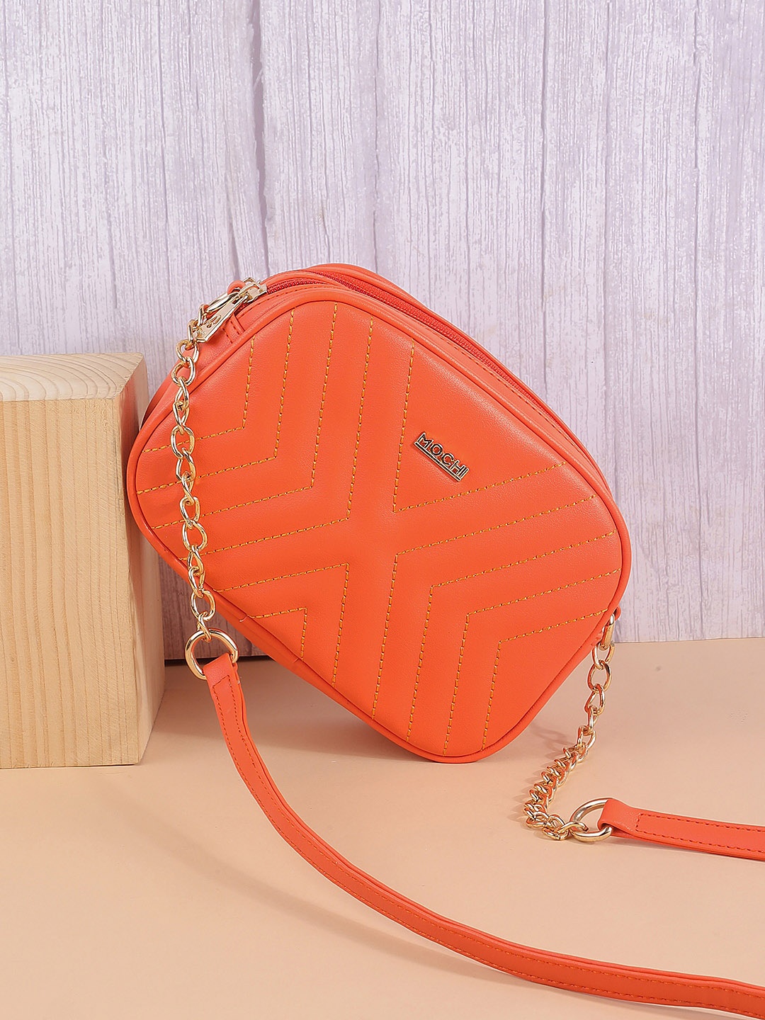

Mochi Structured Sling Bag, Orange