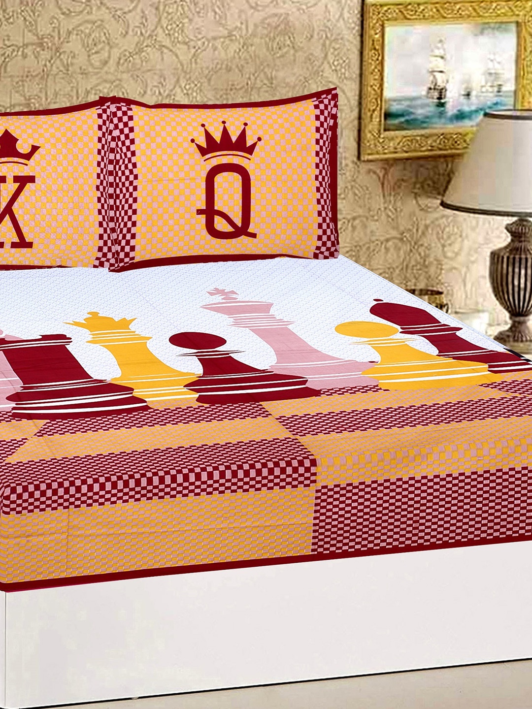 

Rajasthanikart Brown Floral 110 TC Queen Bedsheet with 2 Pillow Covers