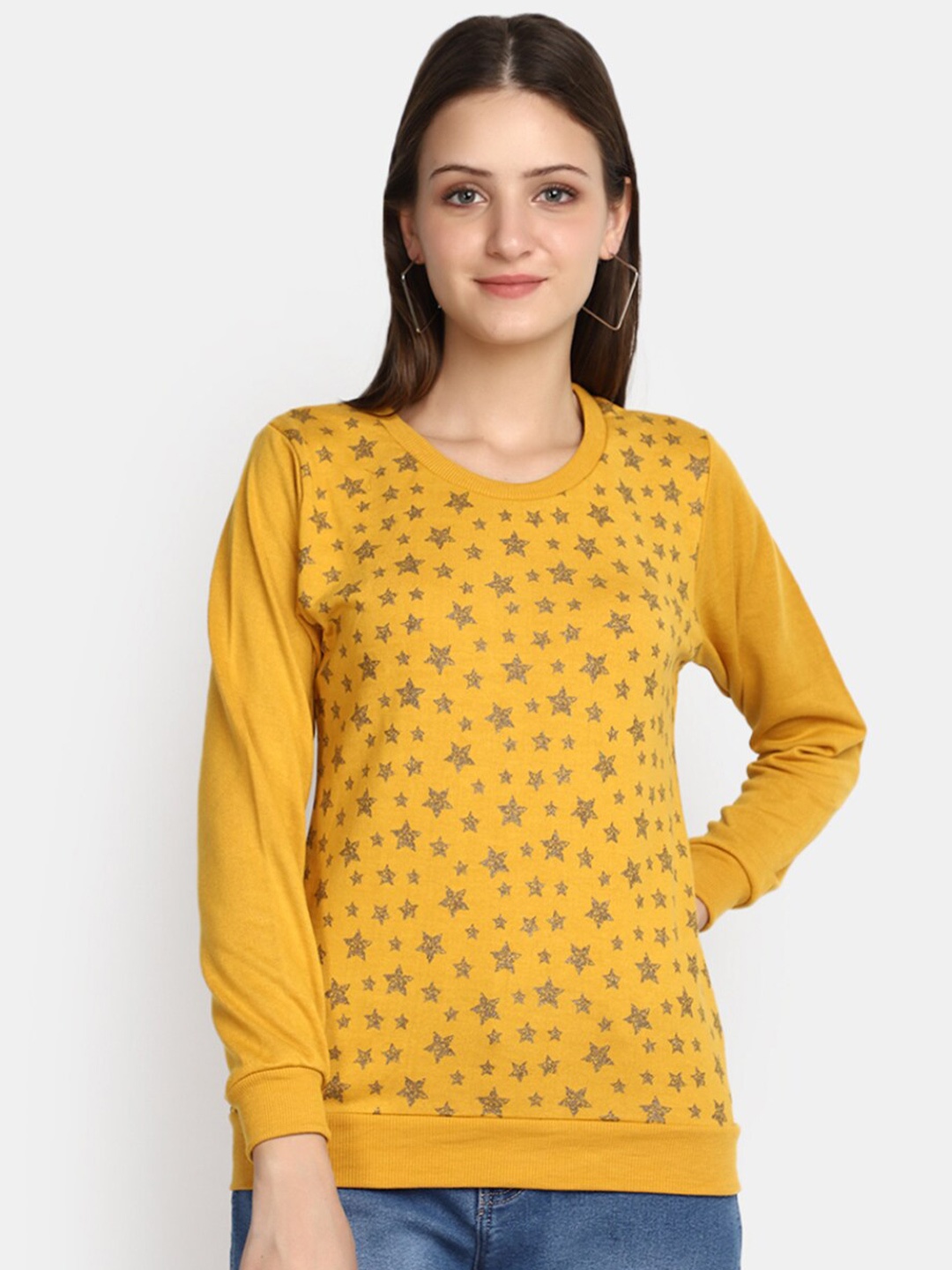 

V-Mart Stars Printed Long Sleeves Pullover, Gold