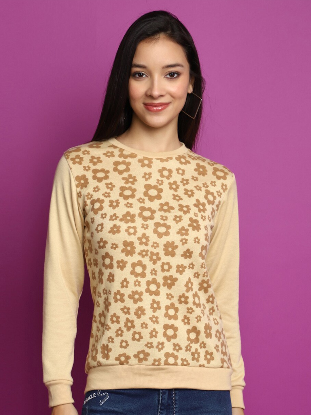 

V-Mart Floral Printed Pullover, Beige