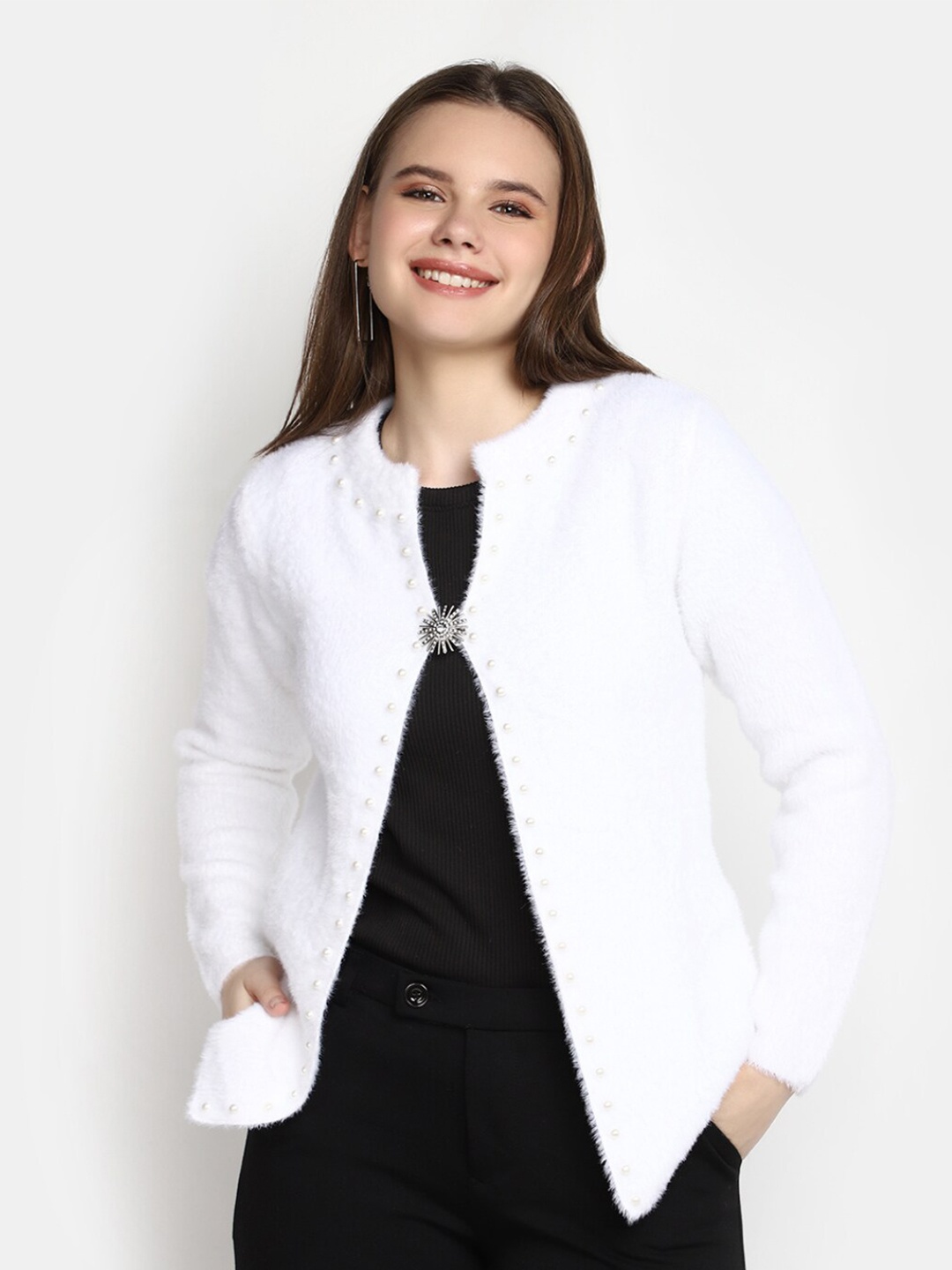 

V-Mart Embellished Cotton Sweatshirt, White