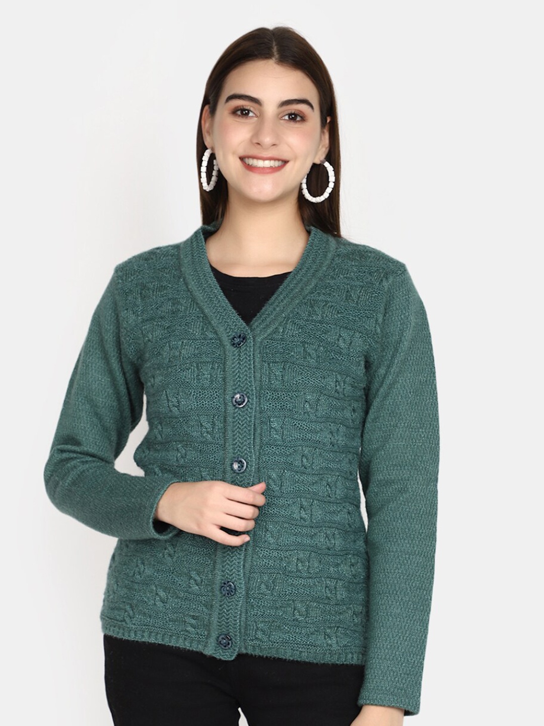 

V-Mart Cable Knit Cardigan, Green