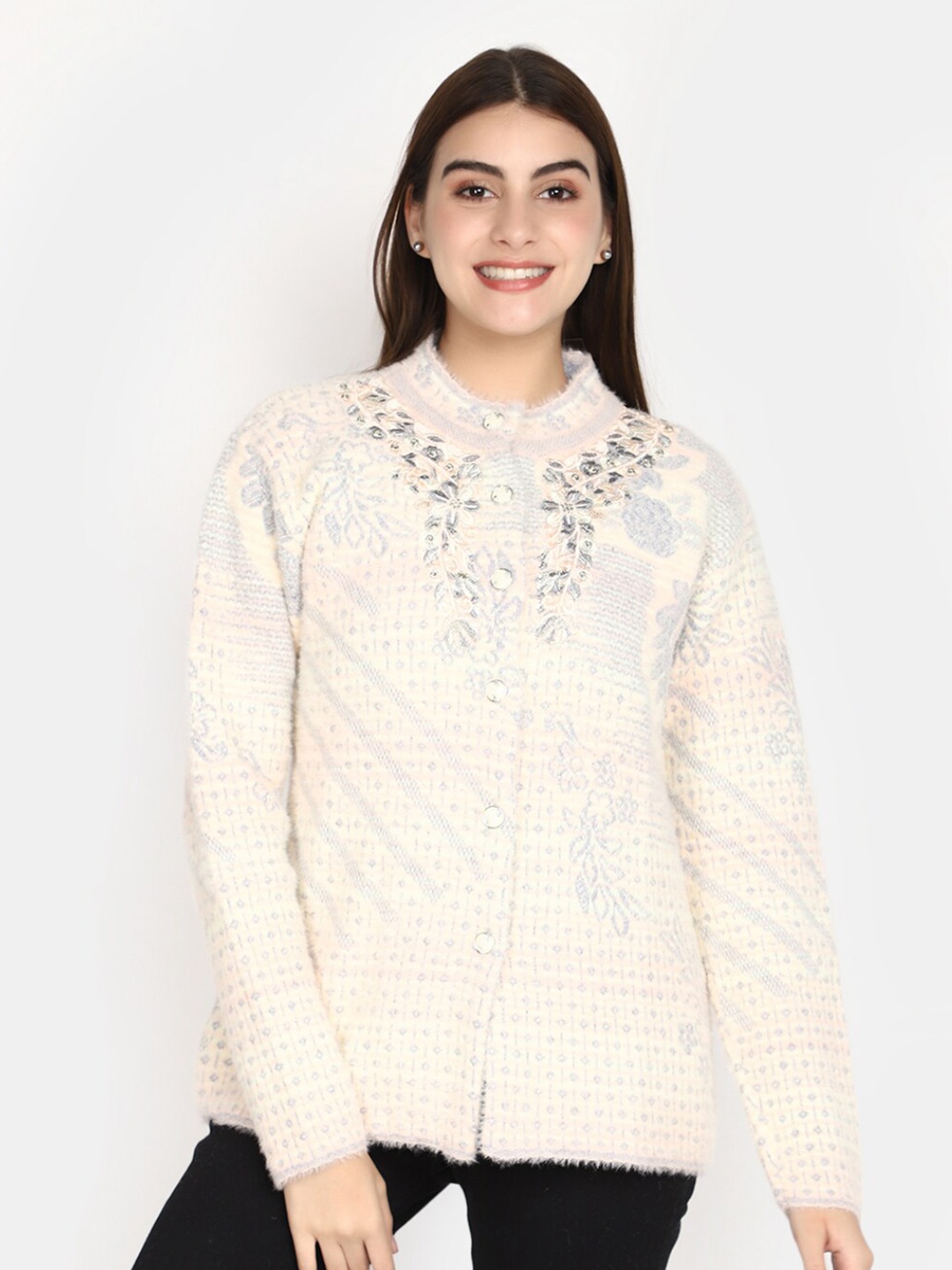

V-Mart Ethnic Motifs Printed Cotton Cardigan, Pink