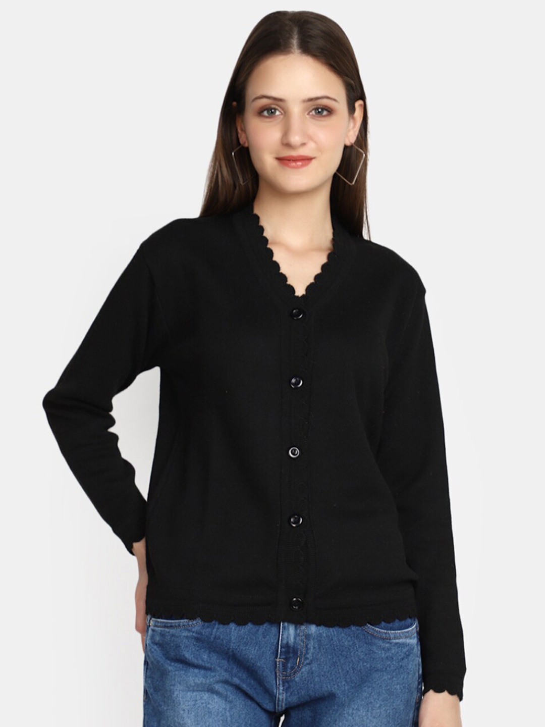 

V-Mart V-Neck Long Sleeves Cardigan, Black