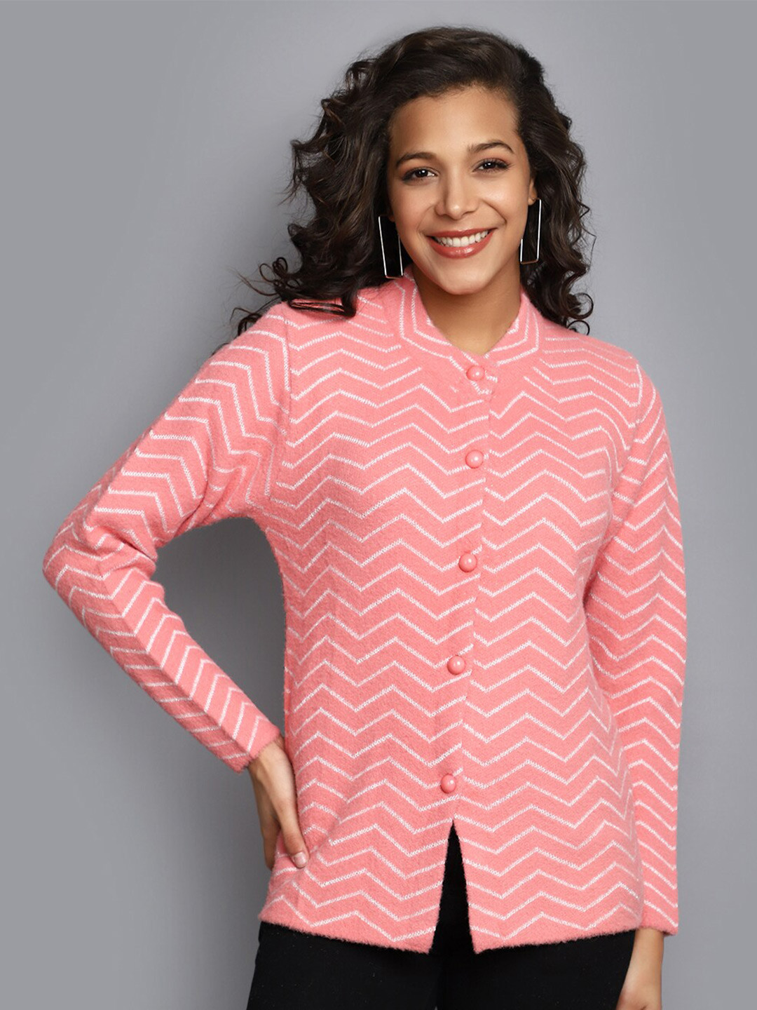 

V-Mart Geometric Printed Cotton Cardigan, Orange
