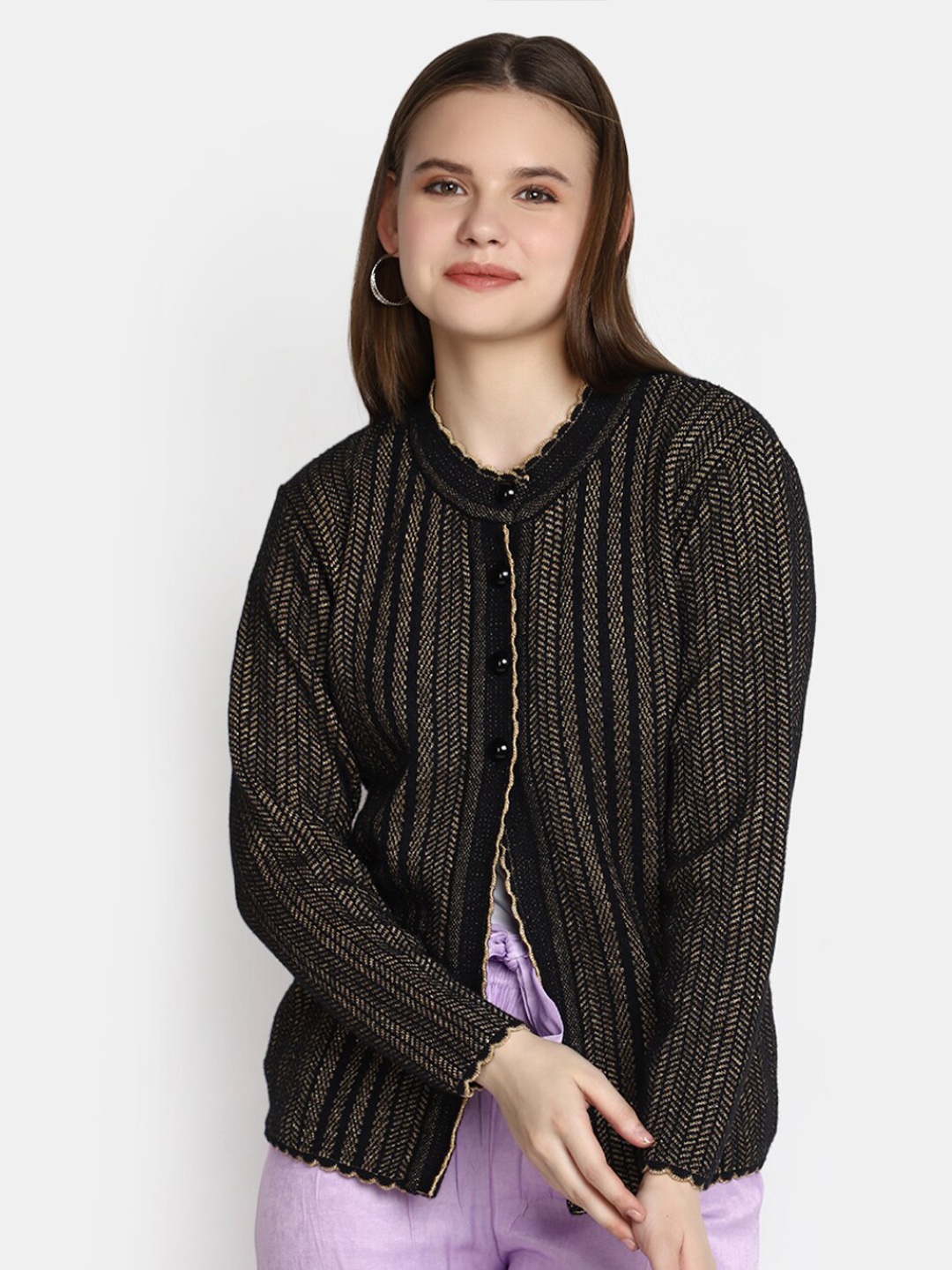 

V-Mart V-Neck Cotton Sweater, Black
