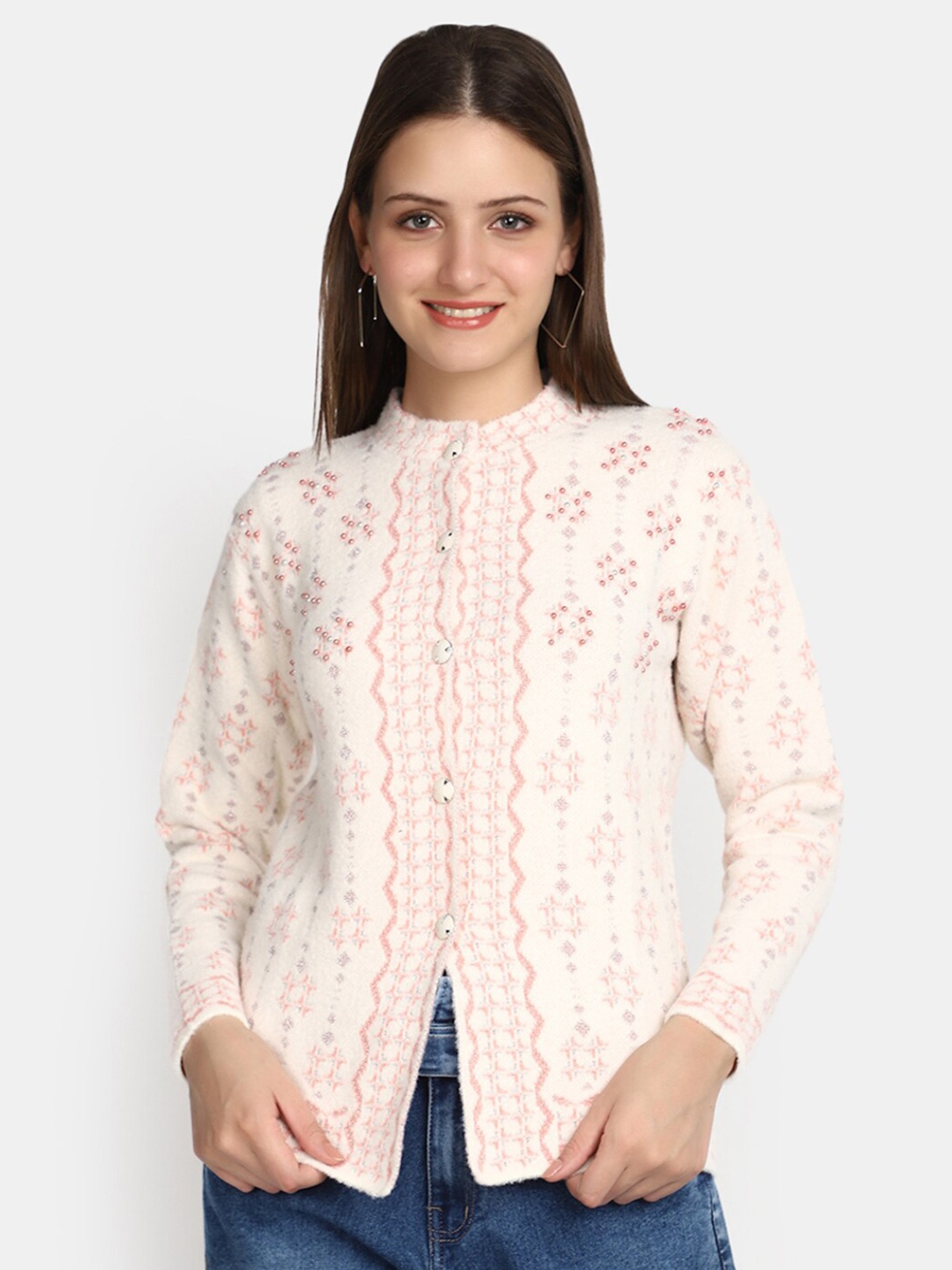 

V-Mart Floral Printed Cotton Cardigan, Grey