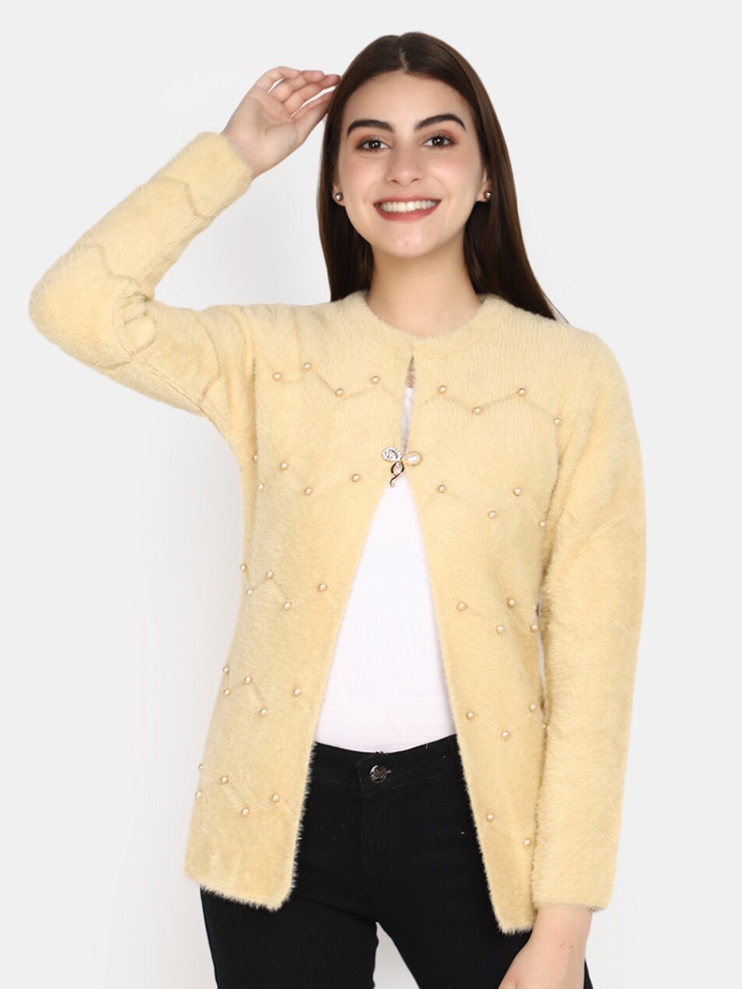 

V-Mart Round Neck Wool Sweater, Beige