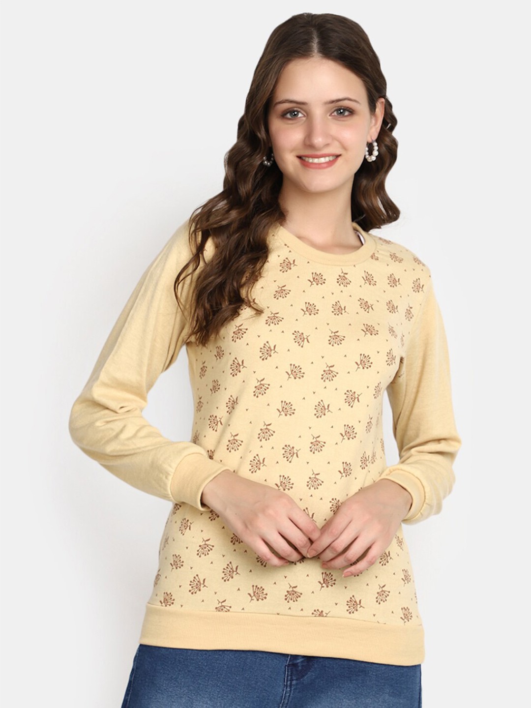 

V-Mart Floral Printed Sweatshirt, Beige