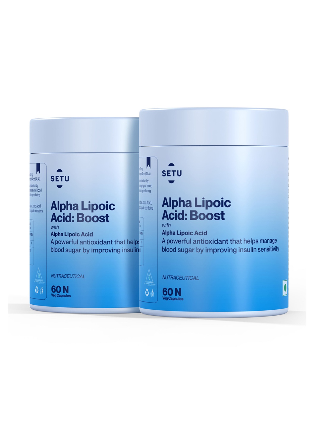 

Setu Pack of 2 Alpha Lipoic Acid Pure & Potent Antioxidant 60 Veg Tablets - 300 mg, Blue