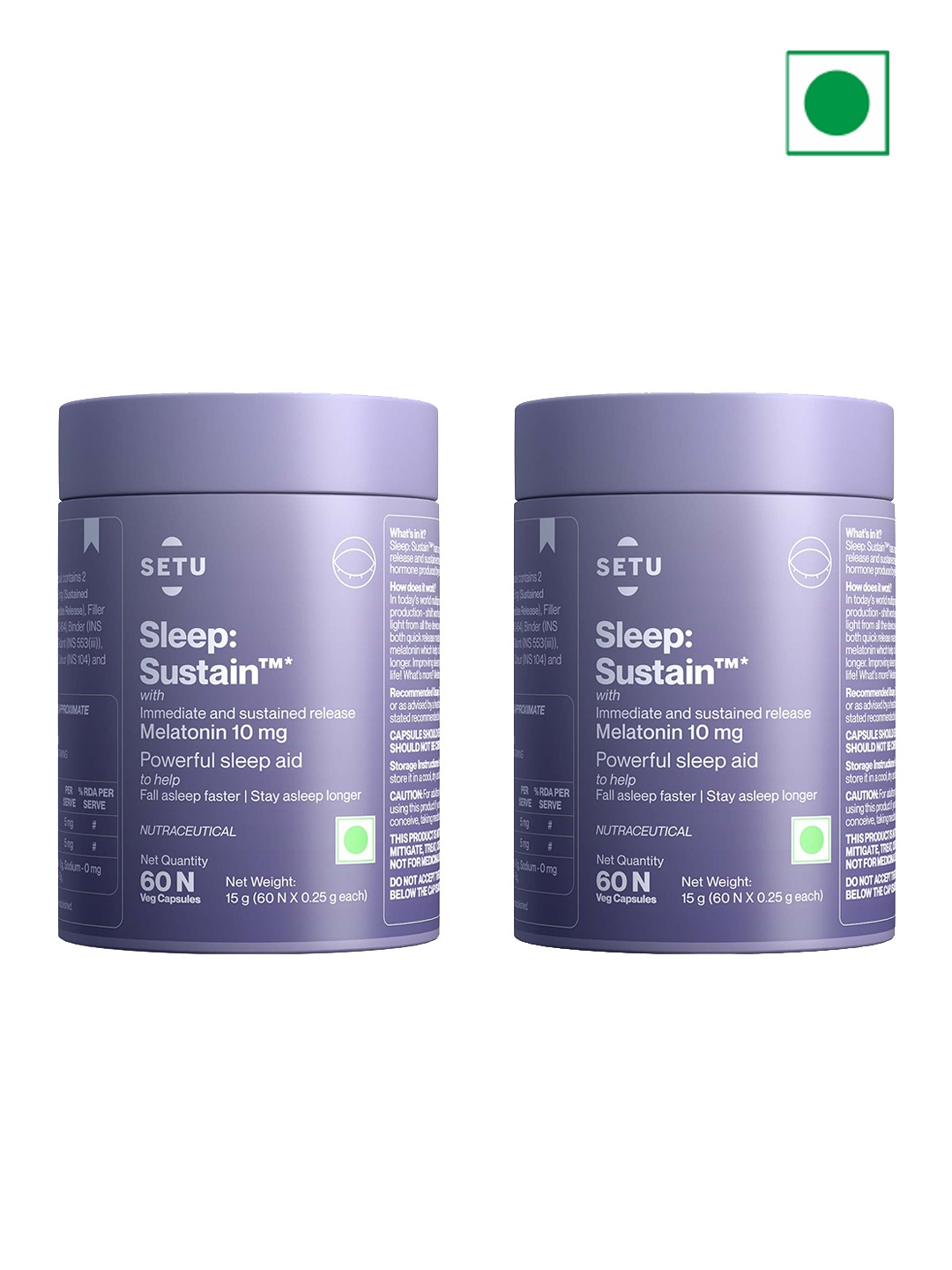 

SETU Set Of 2 Sleep Sustain Capsules - 60 Capsules Per Pack, Blue