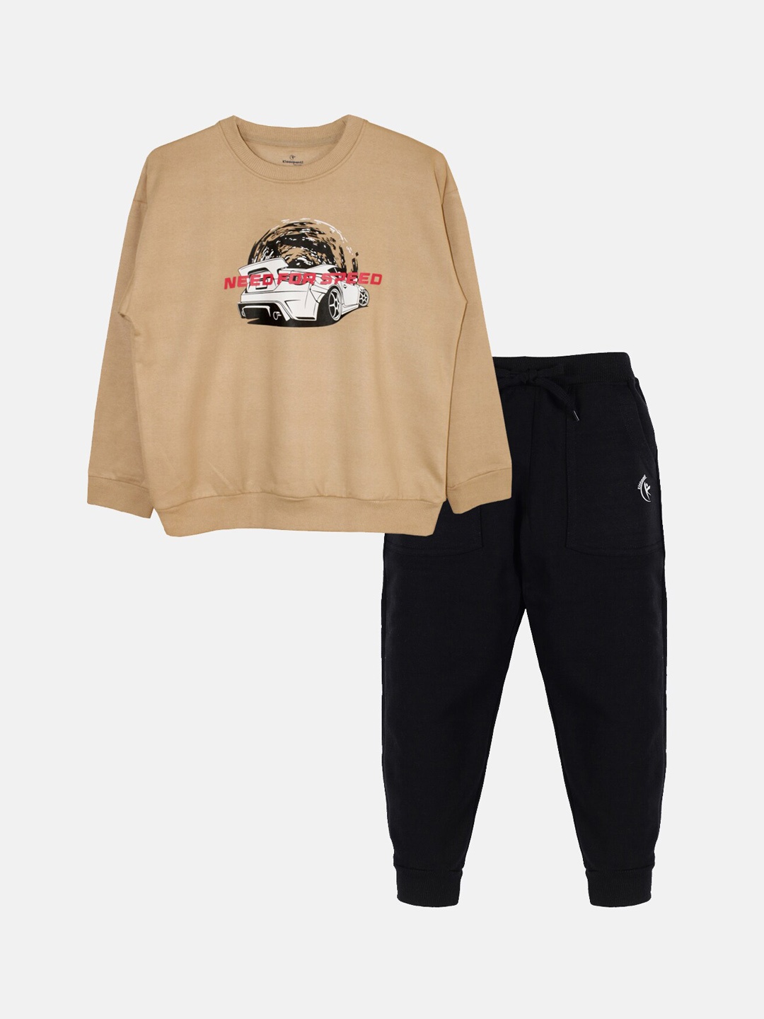 

KiddoPanti Boys Graphic Printed Tracksuit, Beige
