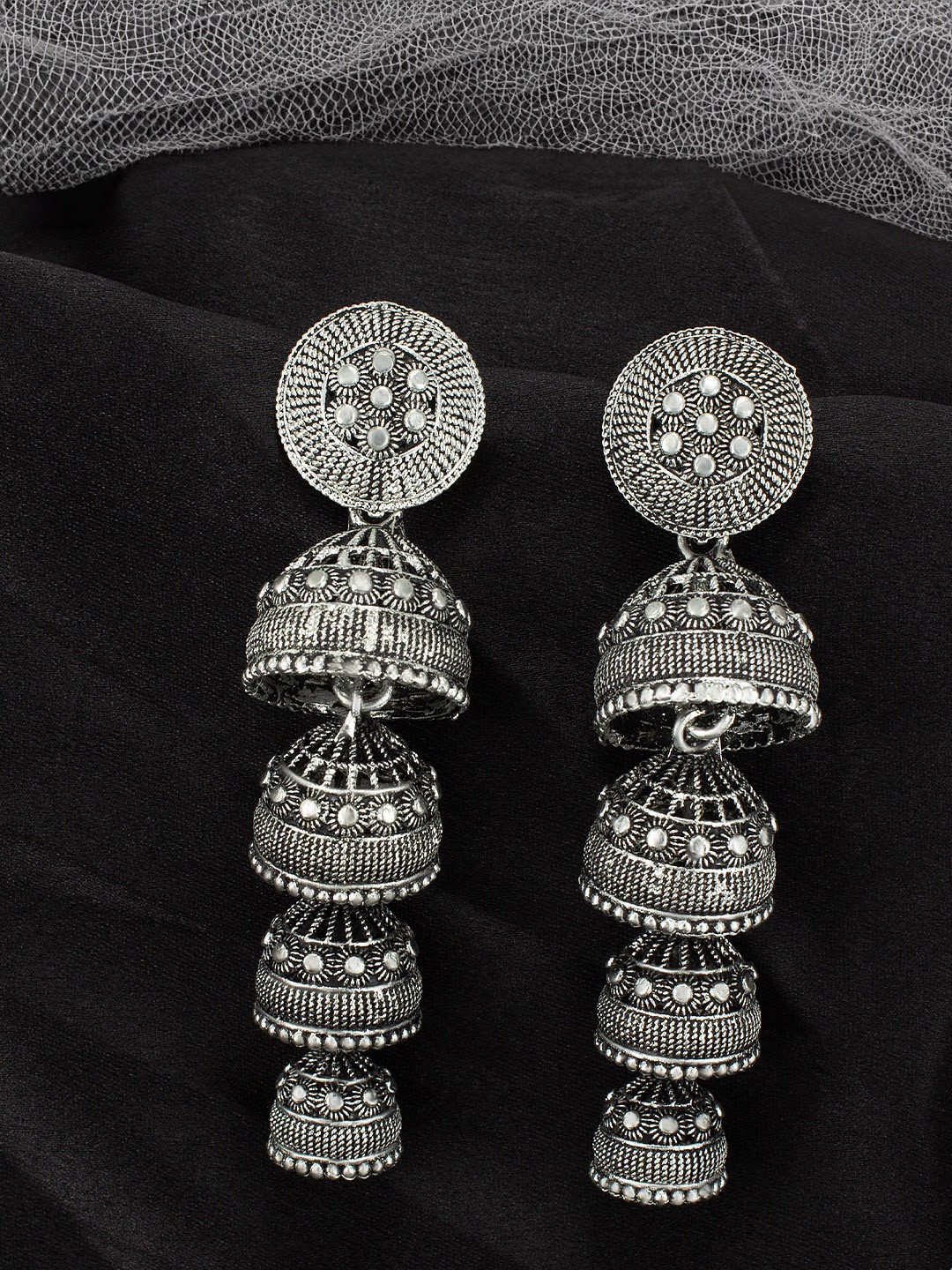 

PRIVIU Dome Shaped Jhumkas, Silver