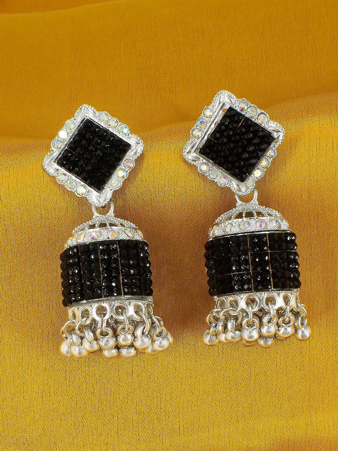 

PRIVIU Oxidised Dome Shaped Jhumkas, Black