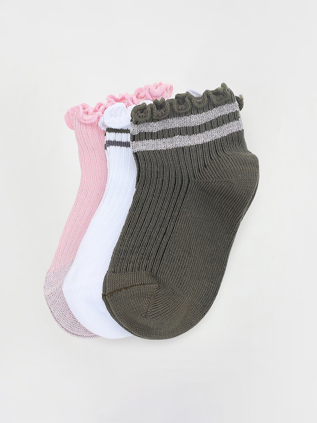 

max Girls Pack Of 3 Patterned Ankle-Length Socks, Grey