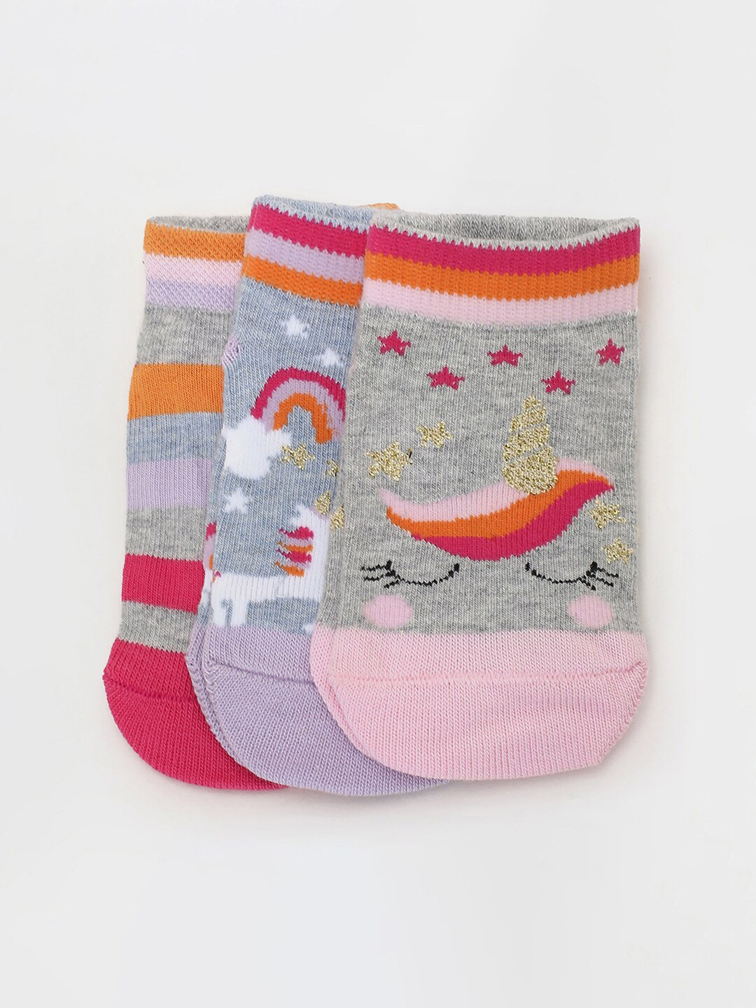 

max Girls Pack Of 3 Cotton Ankle-Length Socks, Red