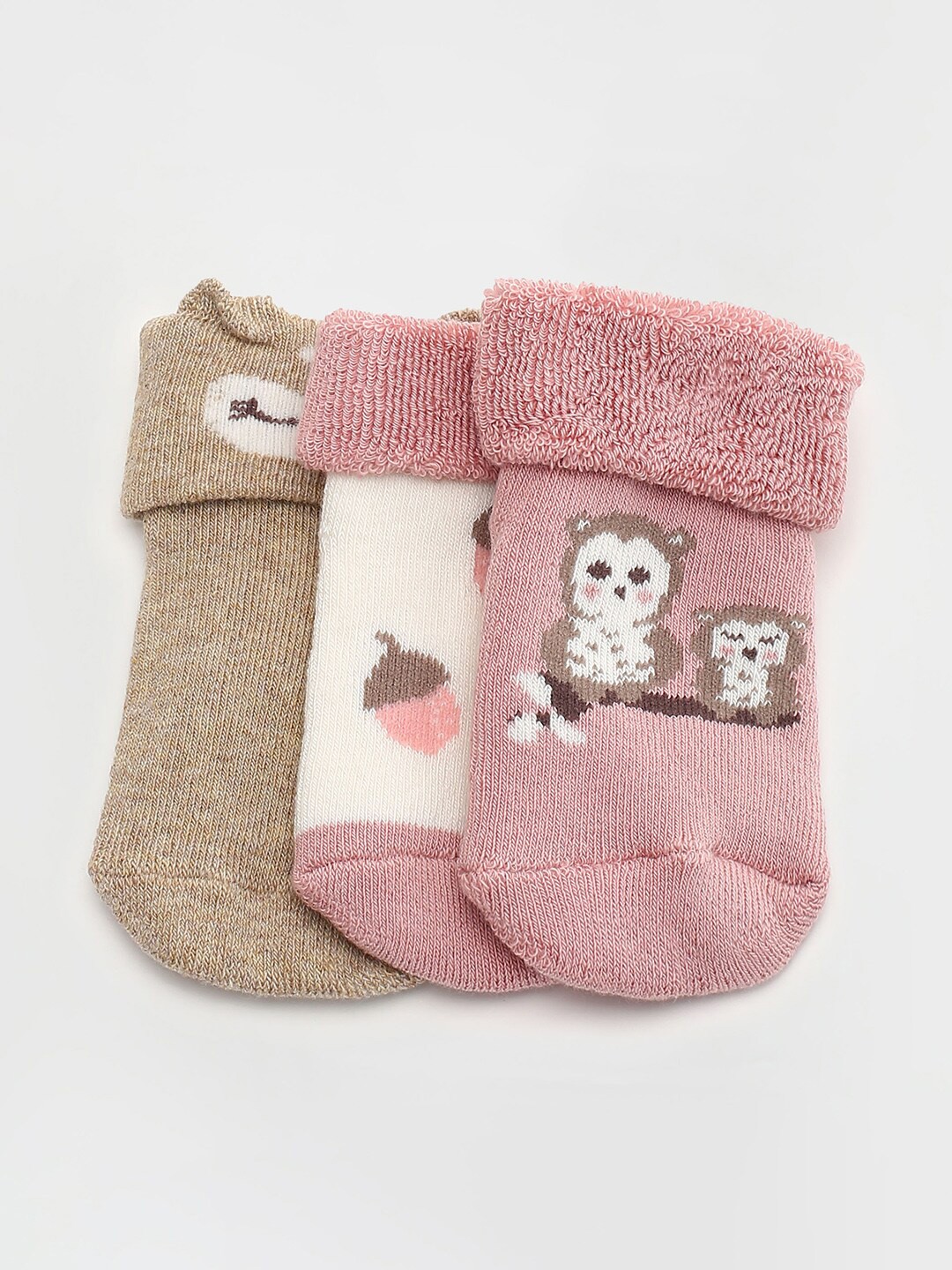 

max Girls Pack Of 3 Cotton Ankle-Length Socks, Pink