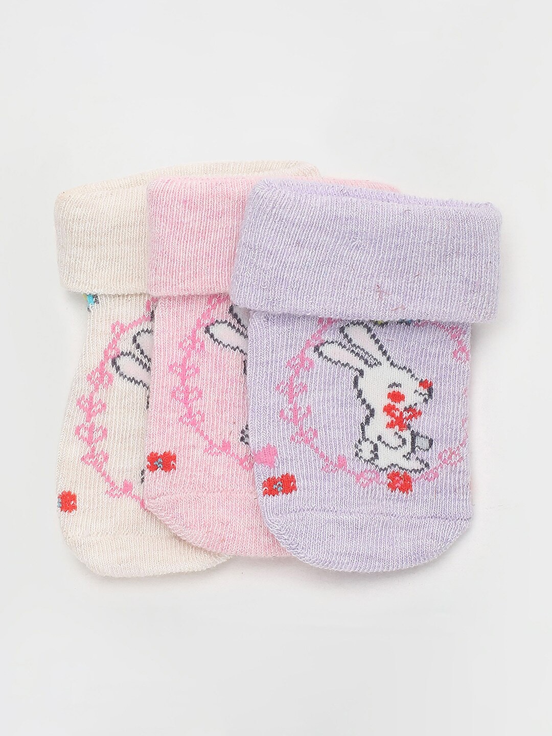

max Infants Girls Pack Of 3 Patterned Ankle-Length Socks, Pink