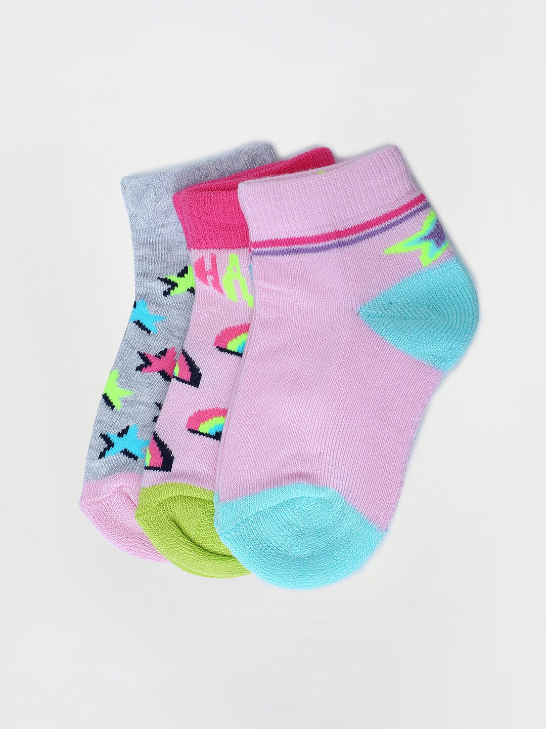

max Girls Pack Of 3 Patterned Shoe Liners Socks, Blue