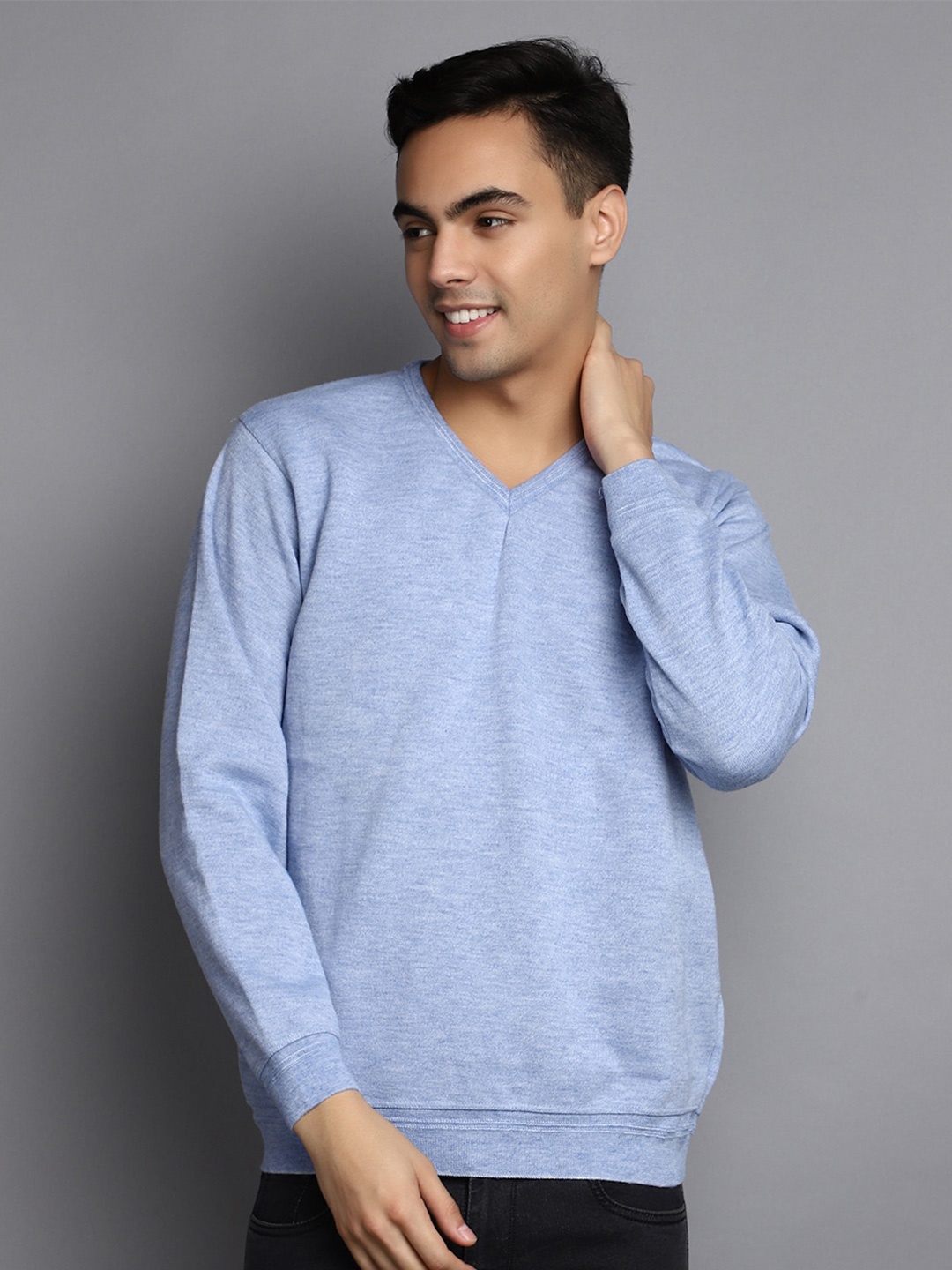 

V-Mart Pentium Interlock V-Neck Cotton Pullover Sweater, Blue