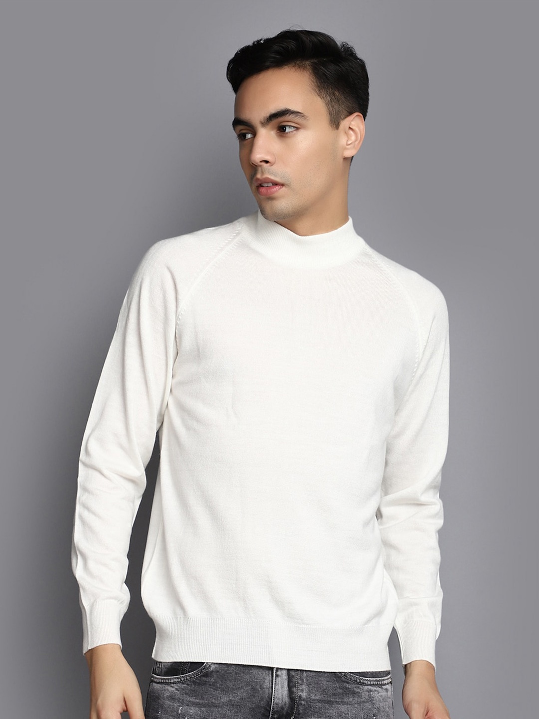 

V-Mart Turtle Neck Acrylic Pullover Sweatshirt, Off white