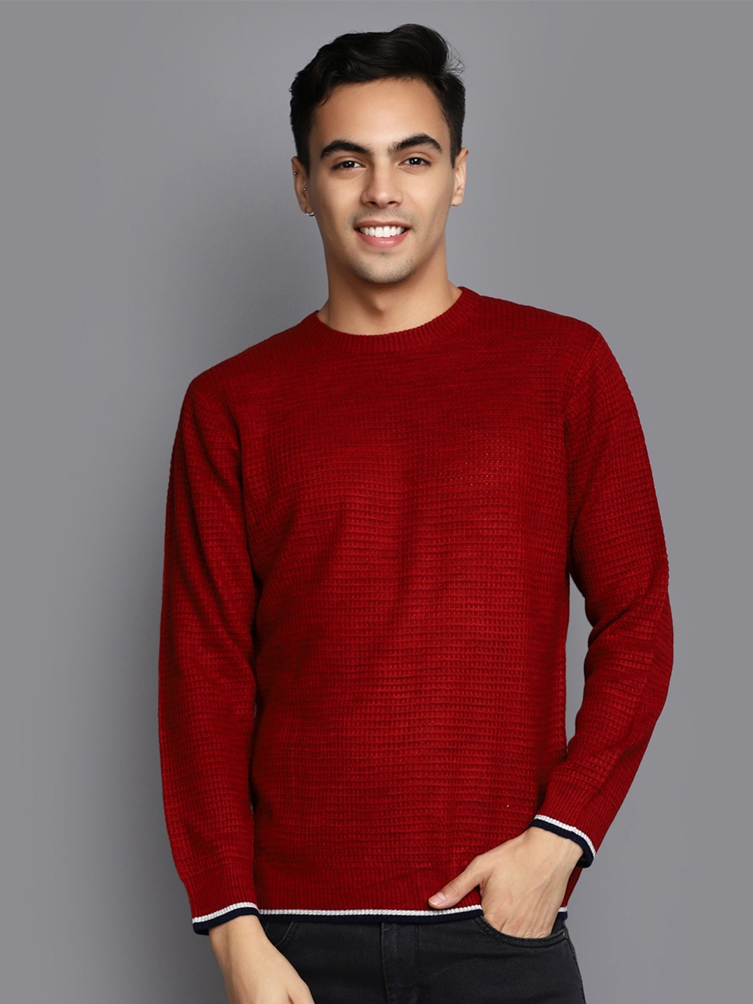 

V-Mart Self Design Cotton Pullover, Red