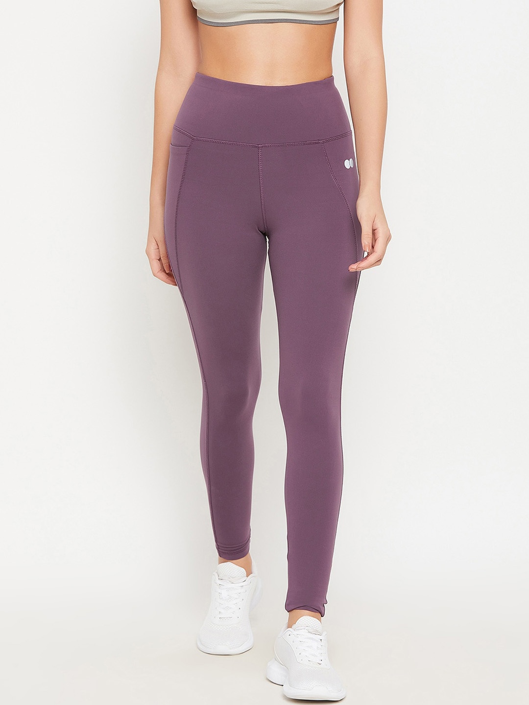 

Clovia Women Purple High-Rise Slim Fit Ankle-Length Gym Tights