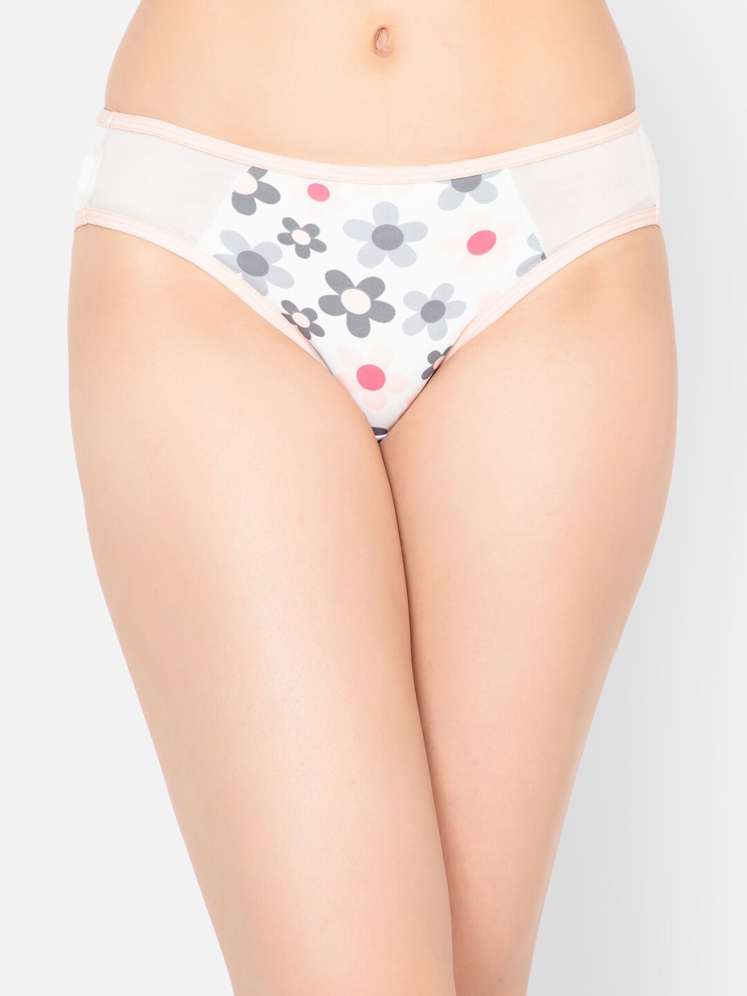 

Clovia Women Floral Printed Bikini Briefs, White